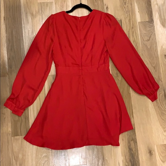 Lulu’s hot red, long sleeve mini dress - Picture 2 of 4